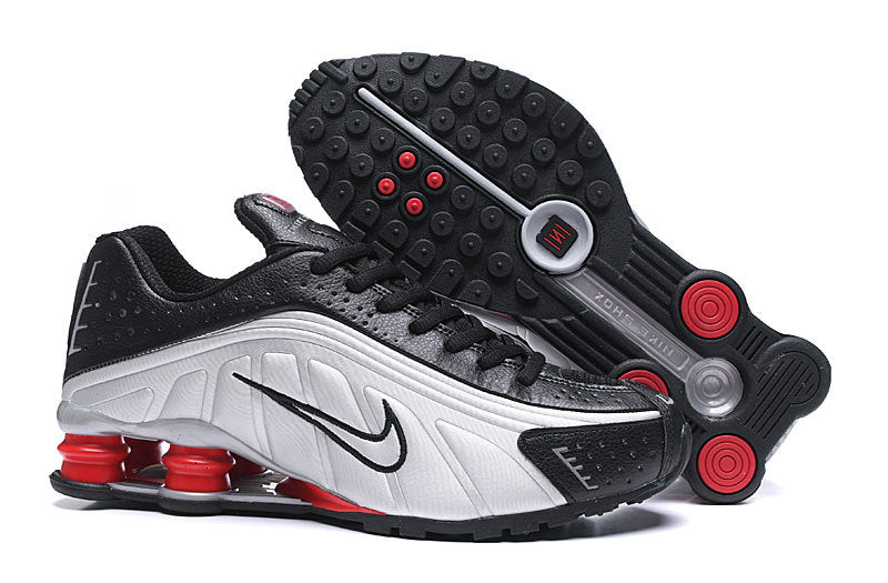 Nike shox r4 hot sale prata e vermelho